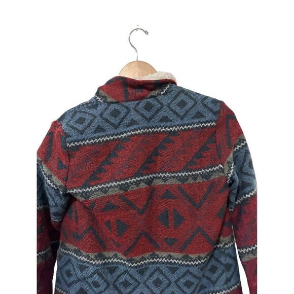 Hollister Aztec Southwestern Sherpa Open Front Fringe Cardigan Multicolor Sz XS - Picture 8 of 9